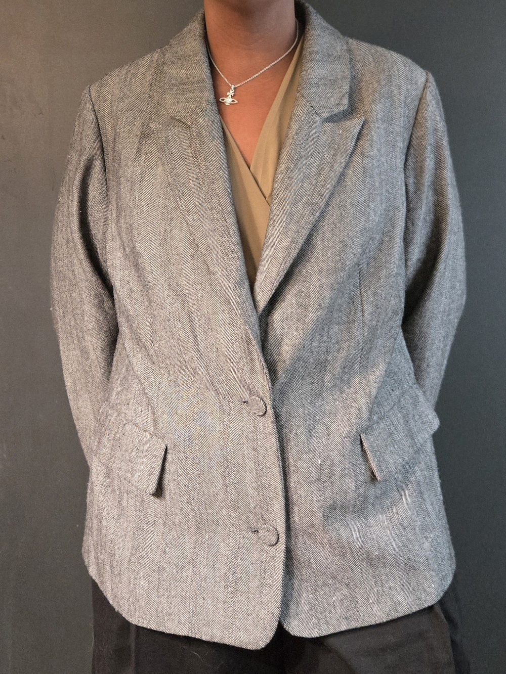 eloquii | oversized single breasted blazer | herringbone | corporate | us: 18/20